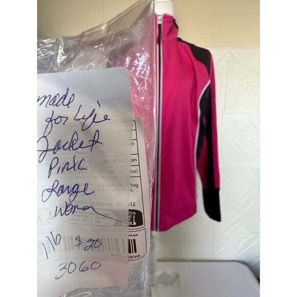 Jacket - Made for Life size Large pink  black athletic run warm up women's coat - Picture 12 of 12